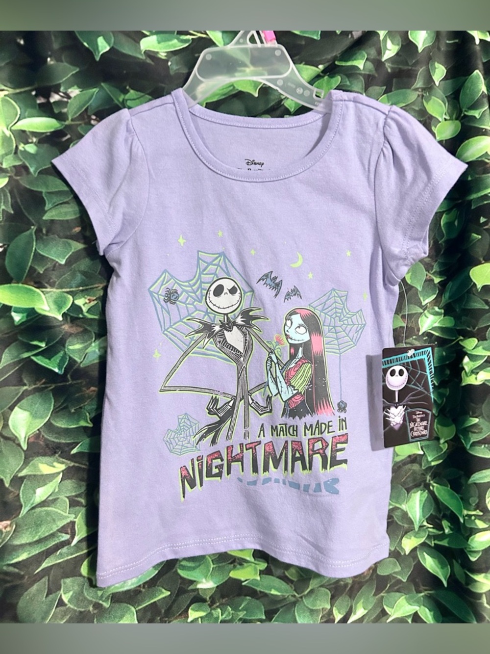 Disney Nightmare Before Christmas Jack Sally T-Shirt Purple Girls New